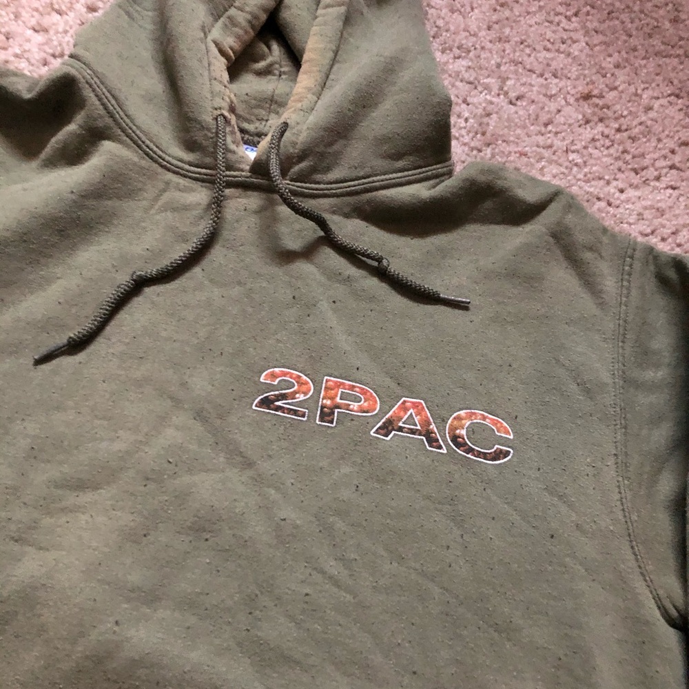Vintage *RARE* 2pac rap tee hoodie green small - Picture 3 of 8